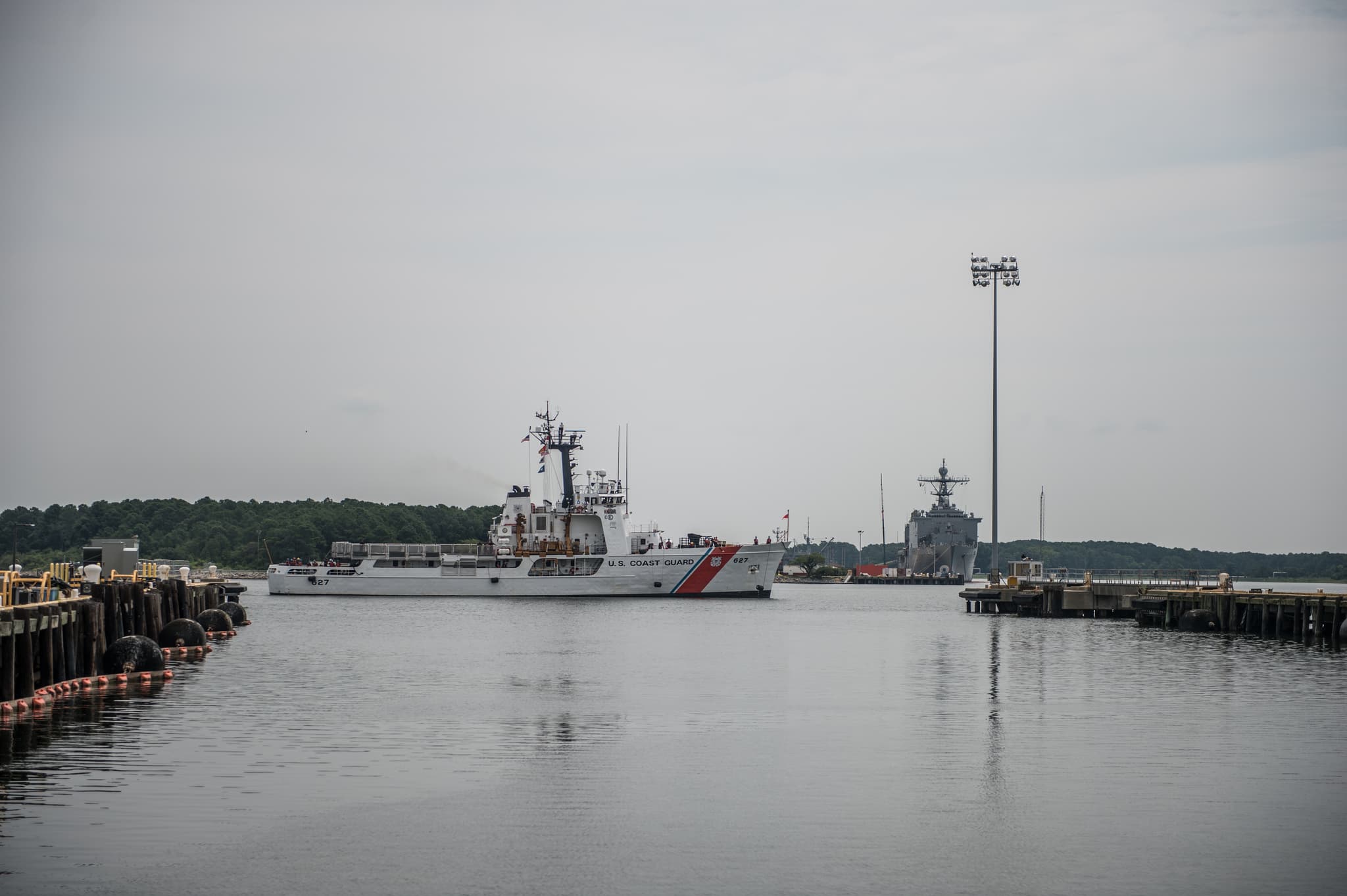 USCGC Vigorous arriving at her new home port at JEB Little Creek–Fort Story, July 2014.